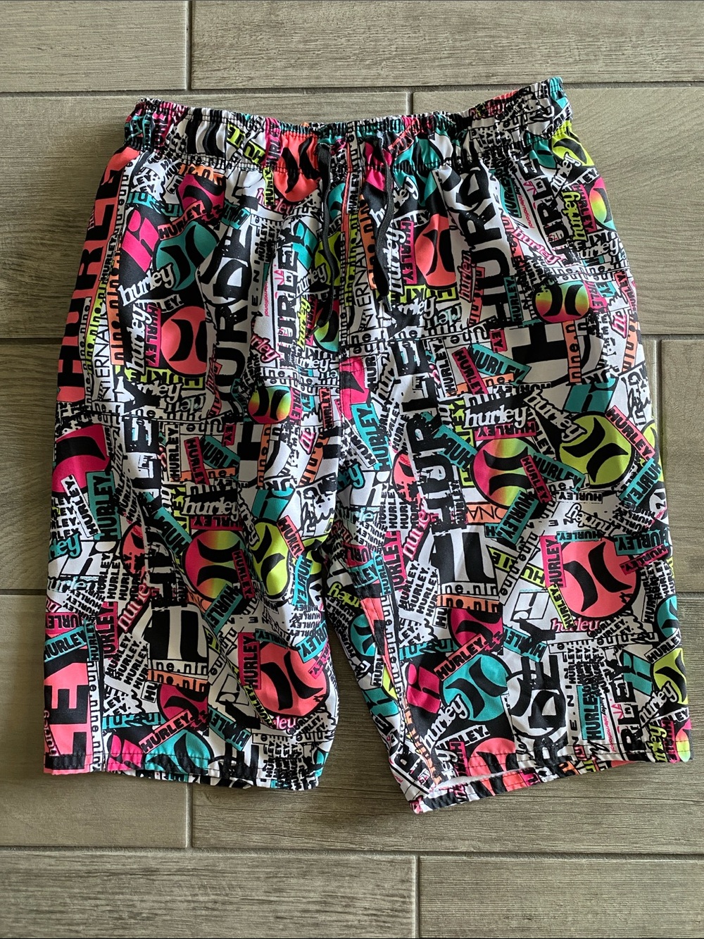 Hurley Boys Swim Trunks - Neon Multicolored Surf Graphics